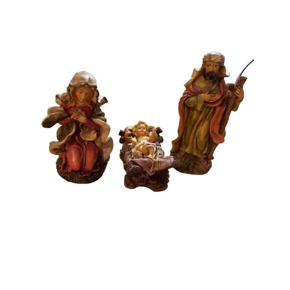 Nativity Figurines Three Joseph Mary Baby Jesus Excellent Condition - Picture 10 of 10